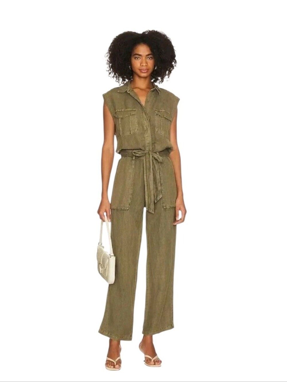 I.N.C. International Concepts Linen Blend Women's 16 Olive Safari Jumpsuit NWT - Picture 5 of 16